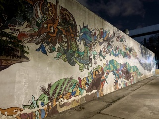 Fun street art that has seen better days