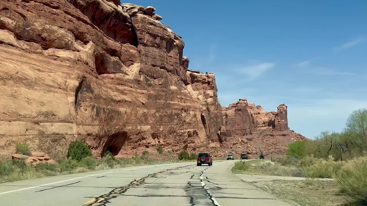 After camp set up, the road to Moab