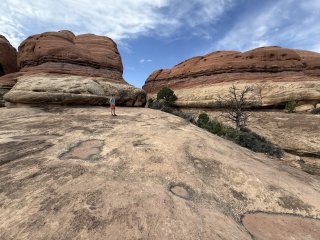 The trail, up the slick rock and into the notch